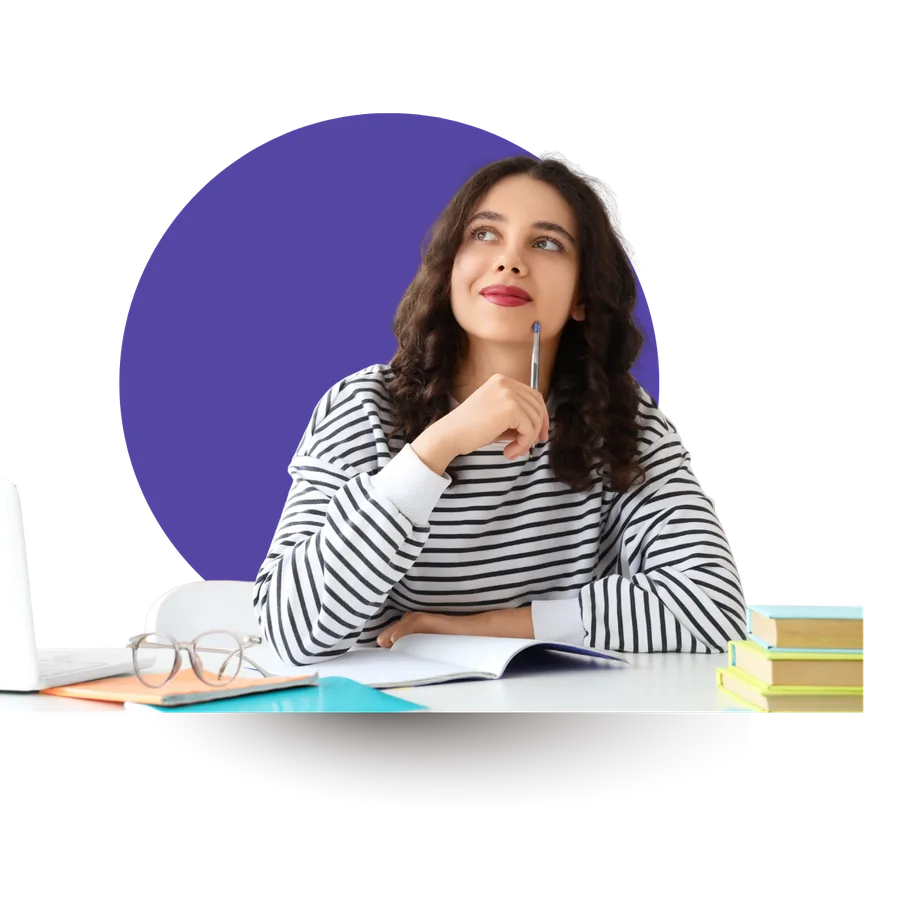Student thinking about TOEFL preparation